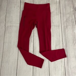 ALL IN MOTION Women’s Red Leggings With Zippered Pocket Size Small
